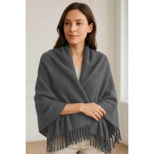 Mira Home Softiva Polar Omuz Şalı 70X180 cm Unisex Kışlık Şal Antrasit Gri
