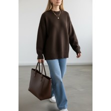 Vireo Club Basic Bisiklet Yaka Oversize Şardonlu Kazak