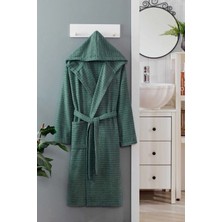 Mira Home Kapüşonlu Unisex Banyo Bornozu %100 Soft Pamuklu Yeşil