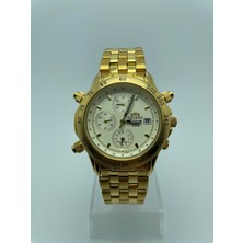 Altın Renkli Erkek Kronograf & Alarm Fonksiyonlu Quartz Kol Saati | Retro Koleksiyon - 2 Yıl Garanti