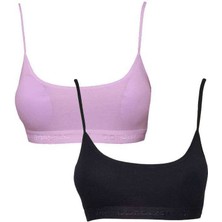 ModaSize Pedli Ip Askılı Pembe ve Siyah Büstiyer 2 Adet