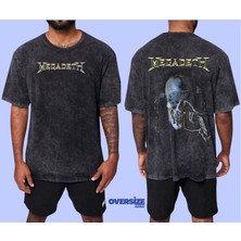 Megadeth Yıkamalı Over Size Tişört L