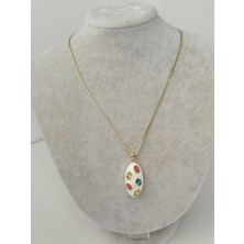 Calista Aksesuar Renkli Oval Şekilli Gold Kolye