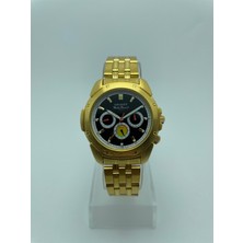 Orient Erkek Dual Time Quartz Kol Saati | Siyah Çizgili Kadran & Sarı Paslanmaz Çelik | 2 Yıl Garantili