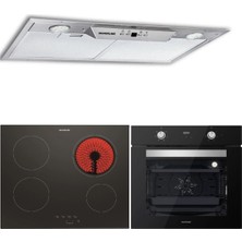 Silverline Gömme Aspiratör Elektrikli Ocak Ankastre Set (1170 Astec - VC8210B01 - BO6502B02 )