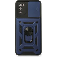 Newface Samsung Galaxy A03S Kılıf Pars Lens Yüzüklü Silikon - Lacivert