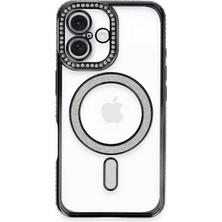 Newface Iphone 16 Plus Kılıf Joke Simli Magneticsafe Kılıf - Siyah