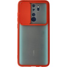 Newface Xiaomi Redmi Note 8 Pro Kılıf Palm Buzlu Kamera Sürgülü Silikon - Kırmızı