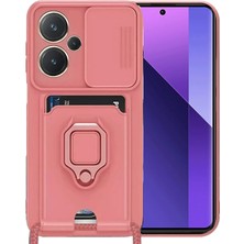 Newface Xiaomi Redmi Note 13 Pro Plus Kılıf Zuma Kartvizitli Yüzüklü Silikon - Pembe