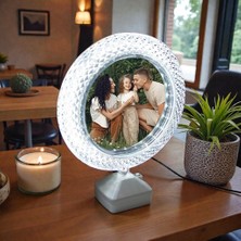  kristal yuvarlak sihirli ayna led ışıklı fotoğraflı dekoratif masa üstü gece lambası sevgiliye güzel hediye
