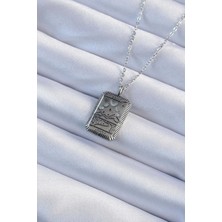 Nehir 316L Çelik Zincir Eskitme Gümüş Renk Ay Figürlü Tarot Kolye