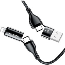 Eilo Luxe Floveme 4in1 USB To Type C -Type To Type Kablosu+Iphone Başlık USB 1M-(5775) - AA002C-67A6E7