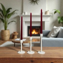 Create Handle 3’lü Modern Plastik Şamdan Mumluk Seti – Beyaz – 7 cm Tabanlı – 12/15/18 cm Yükseklik – 2 cm Mum Uyumlu