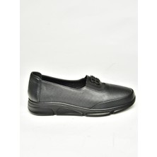 Fox Shoes T555081303 Siyah Hakiki Deri Comfort Ortopedik Taban Kadın Ayakkabı