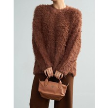 Betül Nayır Sakallı Oversize Kazak -Kahve