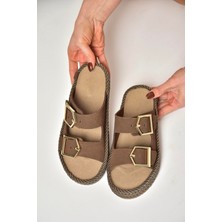 Fox Shoes U596030202 Kahverengi Süet Kadın Terlik