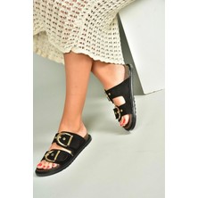 Fox Shoes U267732702 Siyah Süet Kadın Terlik