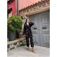 Comstar Kadın Tesettür Kimono Bol Pantolon Siyah Ikili Takım