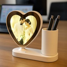  kalemlikli kalpli sihirli ayna kişiye özel fotoğraf baskılı led ışık ev ofis ıçin sevgiliye hediye seçeneği