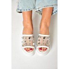 Fox Shoes U973622009 Beyaz Kalın Tabanlı Kadın Terlik