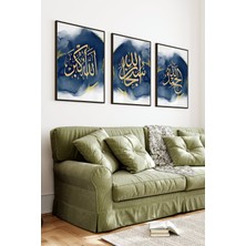 KutuTR Siyah Çerçeveli 2d Uv Baskı 3’lü Mdf Tablo Set – Hat Sanatı Temalı-Siyah CRV1069
