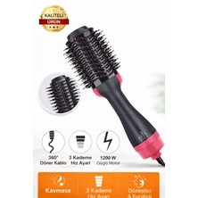 Eser Ticarett 1200W Saç Şekillendirici Fırça 3 Kademeli Hız Ayarlı Döner Kablolu Saç Kurutma ve Düzleştirme Fırçası