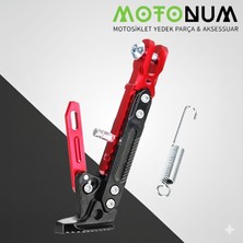 Motonum Kymco Sky Town 125 Yükseklik Ayarlı Metal Yan Sehpa-Kırmızı DETAYLI-AYK1329