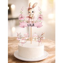 Sinem Gift Tavşan Konseptli Pasta Süsü - Doğum Günü Pasta Süsü - Tavşan Konseptli Cupcake Süsü