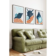 KutuTR Siyah Çerçeveli 2d Uv Baskı 3’lü Mdf Tablo Set – Minimal Çizgisel Bitki Deseni- Siyah CRV1257