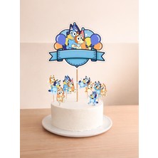 Sinem Gift Bluey Konseptli Pasta Süsü - Bluey Doğum Günü Pasta Süsü - Bluey Konseptli Cupcake Süsü