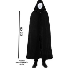 Ayder Timya Siyah Kapüşonlu 120 cm Pelerin ve Beyaz Boyanabilir Tam Yüz Maske (Timya/Go1395)  203298