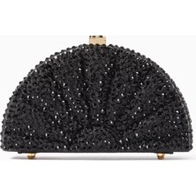 Kristal Işlemeli Fan Deri Çanta, Heykelsi & Işıltılı