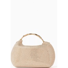 Okhtein Süet Mini Duo Kristal Çanta, Zarif & Işıltılı, Crystal Hotfix Işlemeleri