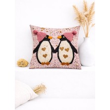 Ases Design 3D Kalpli Penguen Detaylı Sevimli Dekoratif Kırlent Kılıfı (45X45 Cm)