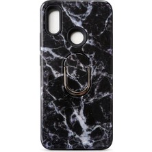 Zuidid Xiaomi Mi Note 7 Siyah Mermer Desenli Silikon Kılıf Standlı