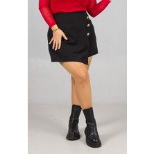 Truva Xxl Büyük Beden Kadın Siyah Şort Etek  Rahat Kesim Şık Tasarım