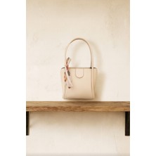 Özüm Takı Çanta Kadın Fular Detay Kol ve Omuz Çantası Krem Rengi