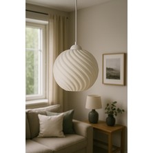 Limon 3D Desing Viola Beyaz Modern Dokulu, Pinterest Tarzı Özel Tasarım Tekli Sarkıt Avize (Bioplastik) E27
