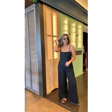 Livizmir Moda Kadın Askılı Yandan Fermuarlı Geniş Paçalı Valencia Tulum