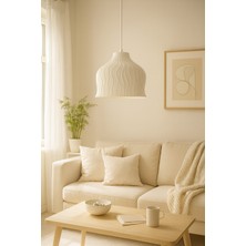 Limon 3D Desing Modern Dalgalı Desen Avize –beyaz Tekli Sarkıt, Dekoratif Tasarım E27 Uyumlu