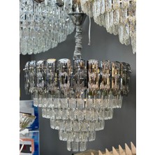 LED Yeni Model 50 cm Kristal Lüx Salon Avize Krom Renk Ithal Kasa