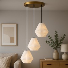 Limon 3D Desing Luna Elegance – 3’lü Modern Sarkıt Avize |beyaz Başlık|salon|yatak Odası|yemek Odası