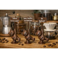 nextprintx Dekoratif Ayıcık Kahve Seti – Minimal Ev Aksesuarı Hediyelik 3'lü Set