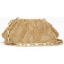 Self-Portrait Kristal Işlemeli Zincir Postalı El Çantası, Işıltılı & Geniş