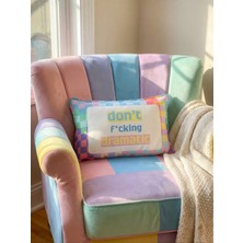 Rahan Design Dont F*cking Dramatic Yazılı Çift Taraflı Süet Kırlent Kılıfı - 30X50CM - Dekoratif Kırlent Kılıfı