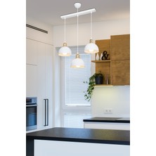 Limon 3D Desing 3lü Beyaz Sarkıt Avize Salon Mutfak Koridor Yatak Odası Lamba