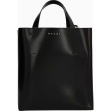 Marni Deri Prisma Kese, Şık & Zarif Omuz Çantası, Kabartmalı Logo