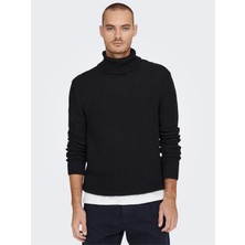 Only & Sons Onstuck 7 Roll Neck Knit Erkek Siyah Kazak - 22022595