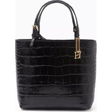 Elisabetta Franchi Timsah Desenli Deri Mini Tote Çanta, Şık & Lüks