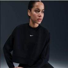 Nike Prima Dri-Fit Oversized Crew-Neck Cropped Training Bol Kalıp Siyah Kadın Sweatshirt HJ1186-010